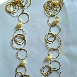 CIRCLE OF LIFE ADJUSTABLE 34"EXTRA LONG VERSATILE CLASDIC PEARL GOLD NECKLACE